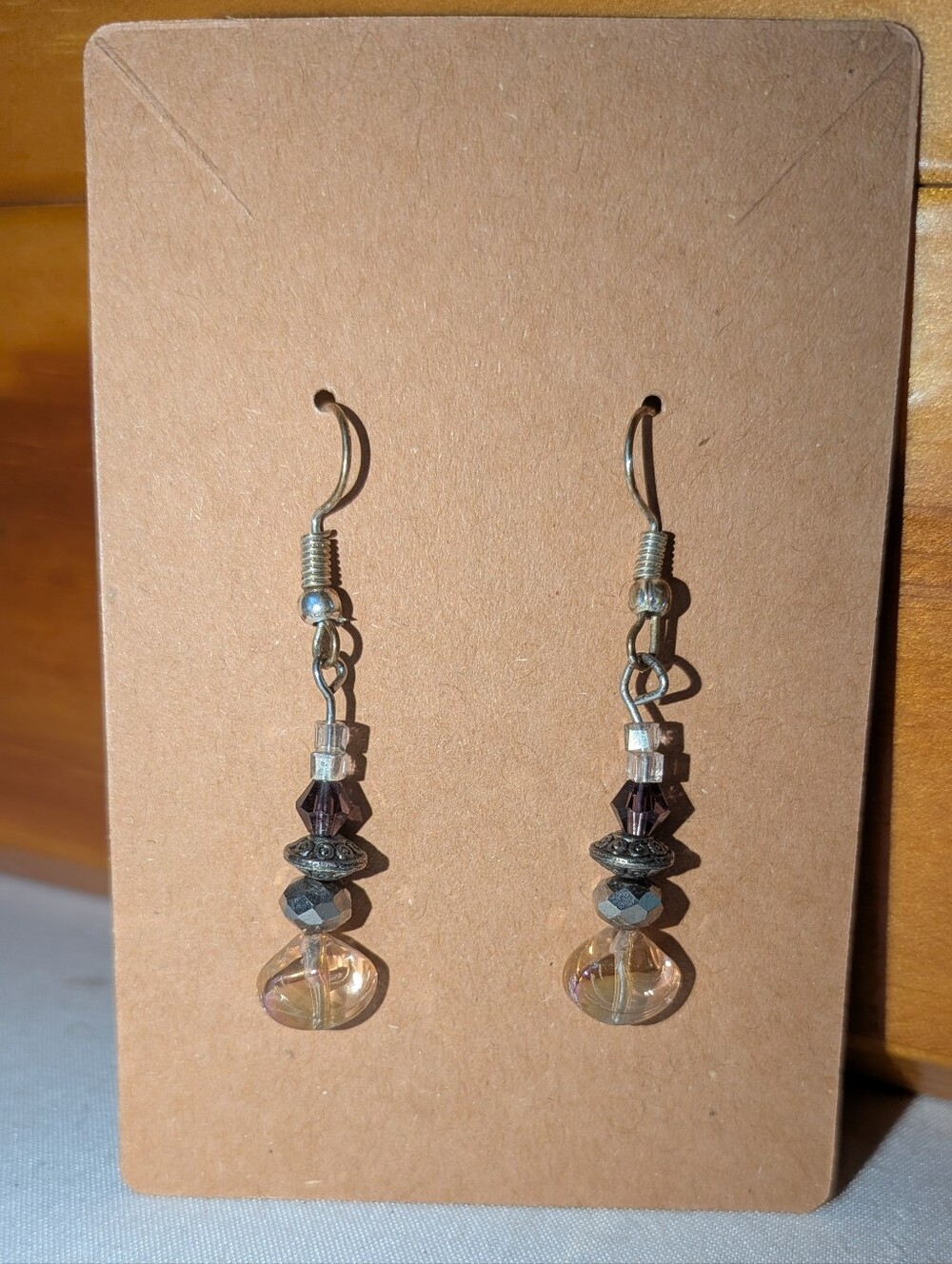 Delicate Champagne and Smoky Crystal Dangle Earrings
